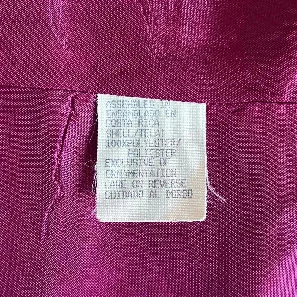 Vintage 90s Academia Gilmor Herringbone Collarless Purple Blazer Size 14 - Picture 8 of 9